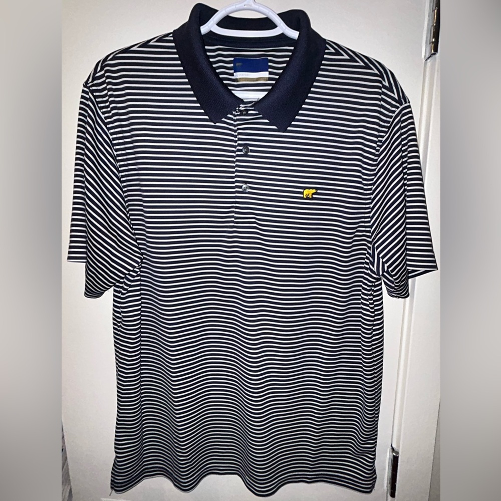 Jack Nicklaus Men’s Large Navy & White Striped Polo Shirt